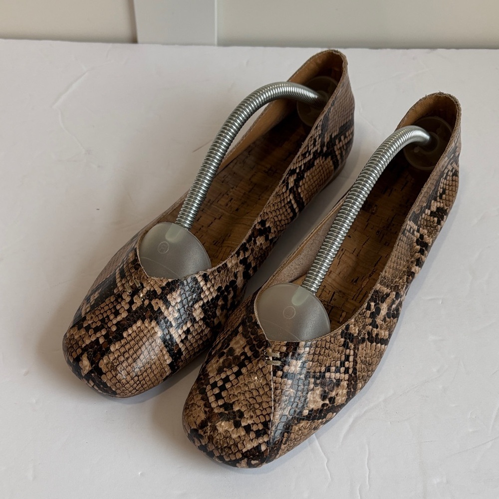 Kork-Ease Padilla Flats Leather Snakeprint Square Toe Flat